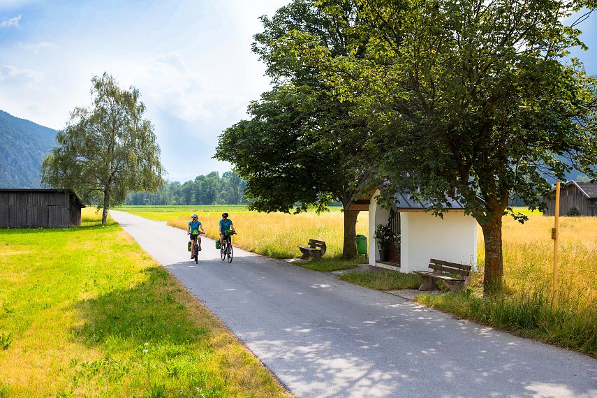 Cycling in Mils near Imst along the Inn river