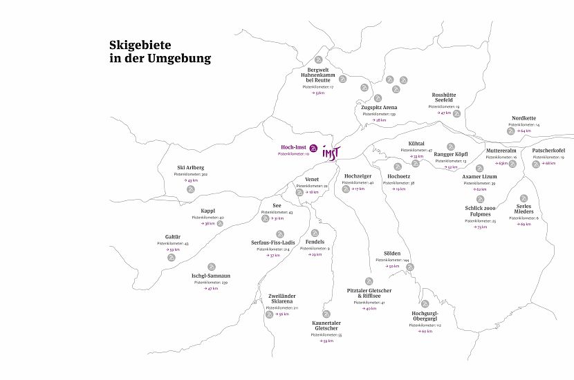 Imst Karte Skigebiete in der Umgebung